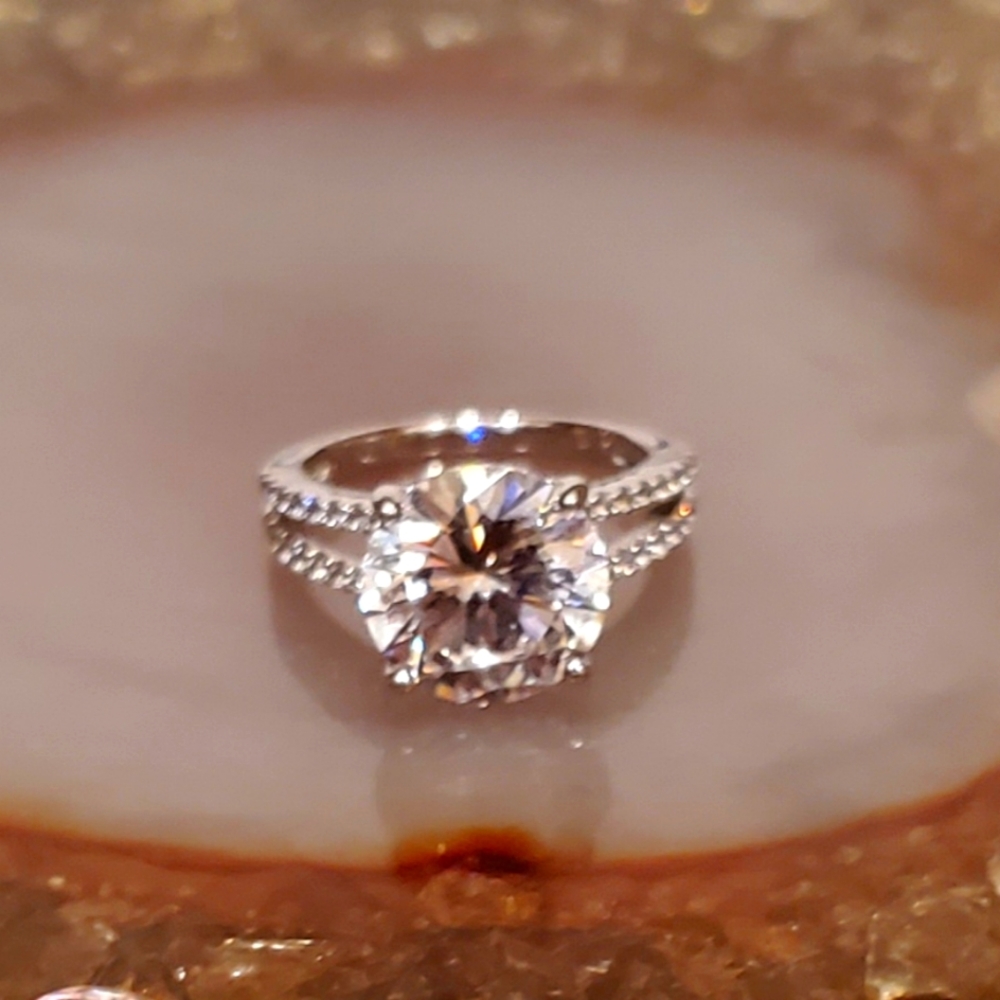 Sterling Silver Chanel Set CZ Ring